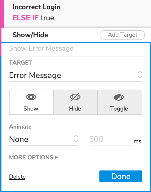 showing the error message in the second case