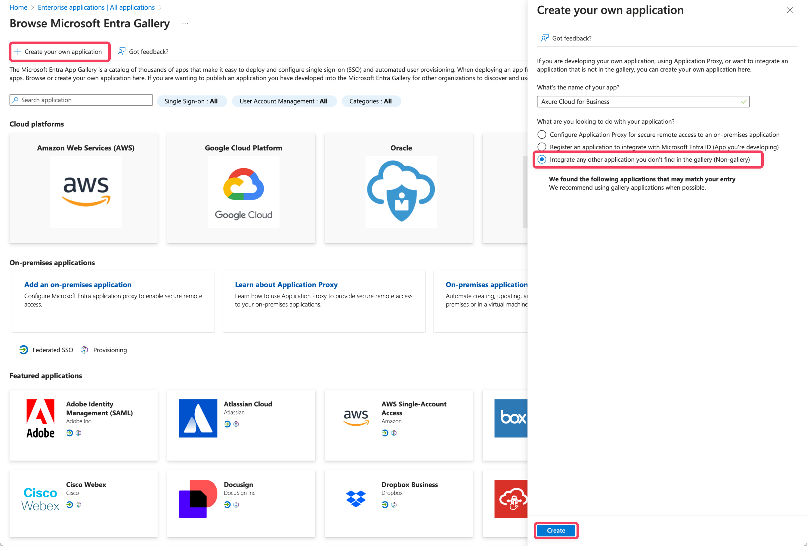 Add an application in the Microsoft Azure Portal