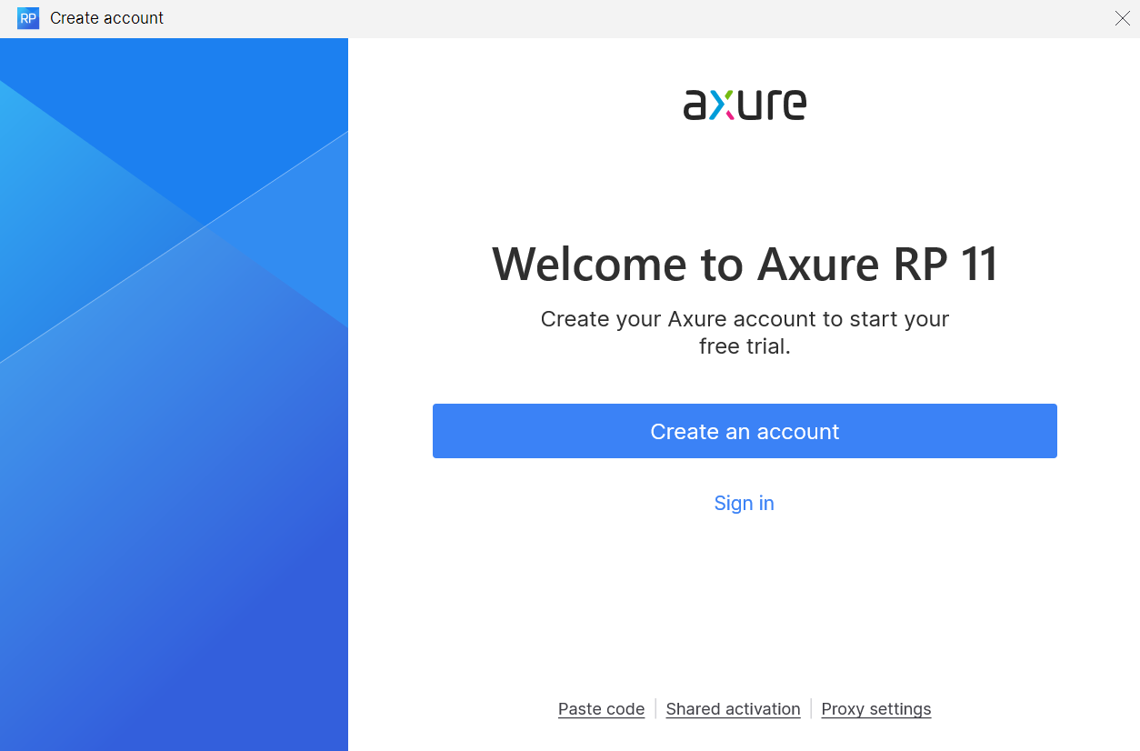 Axure RP Create Account Dialog