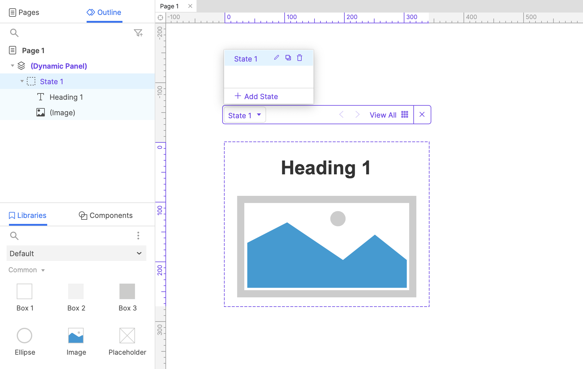 editing a dynamic panel state on the canvas