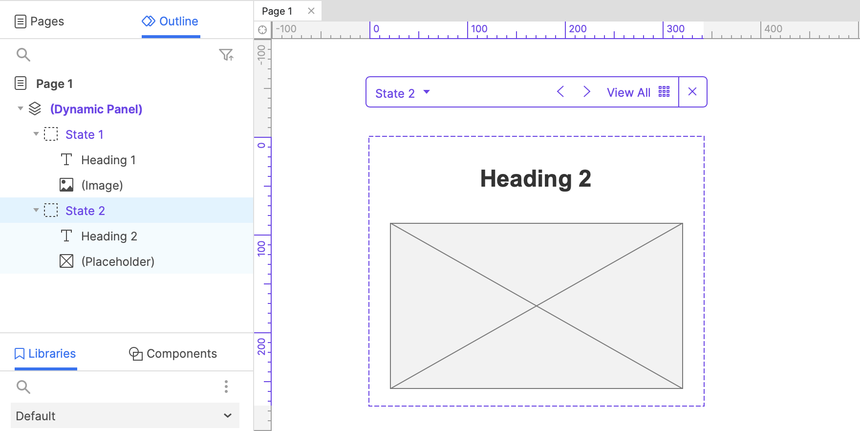 editing a dynamic panel state in the Outline pane