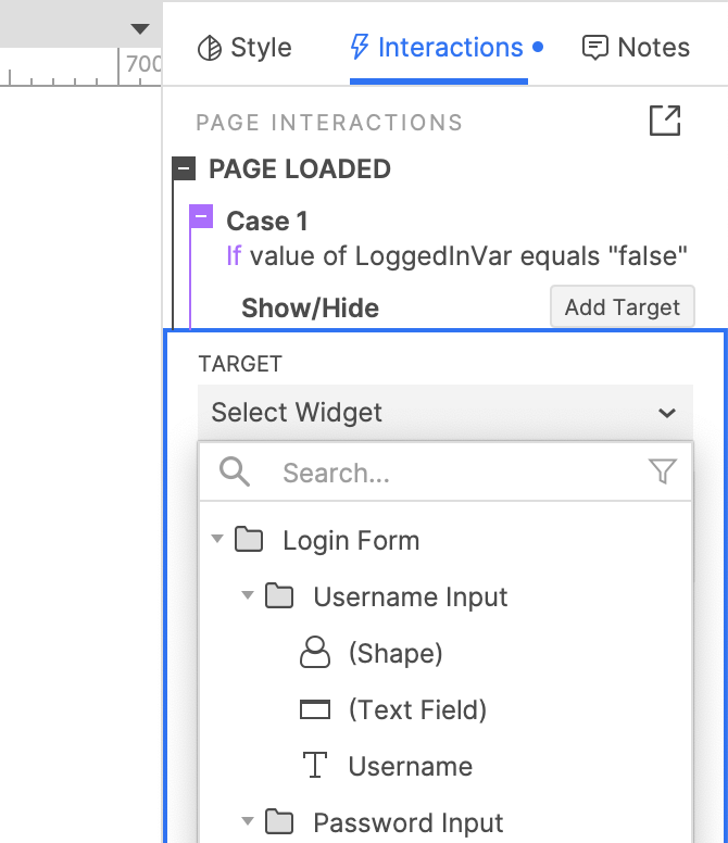 targeting a group with a Show action