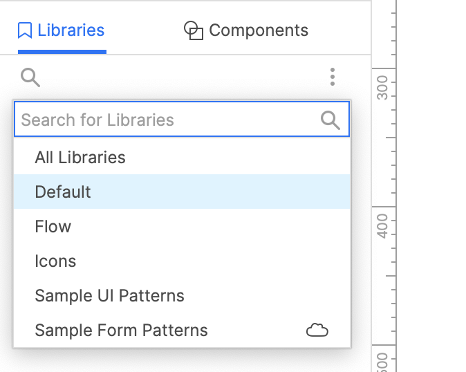 widget library selection dropdown