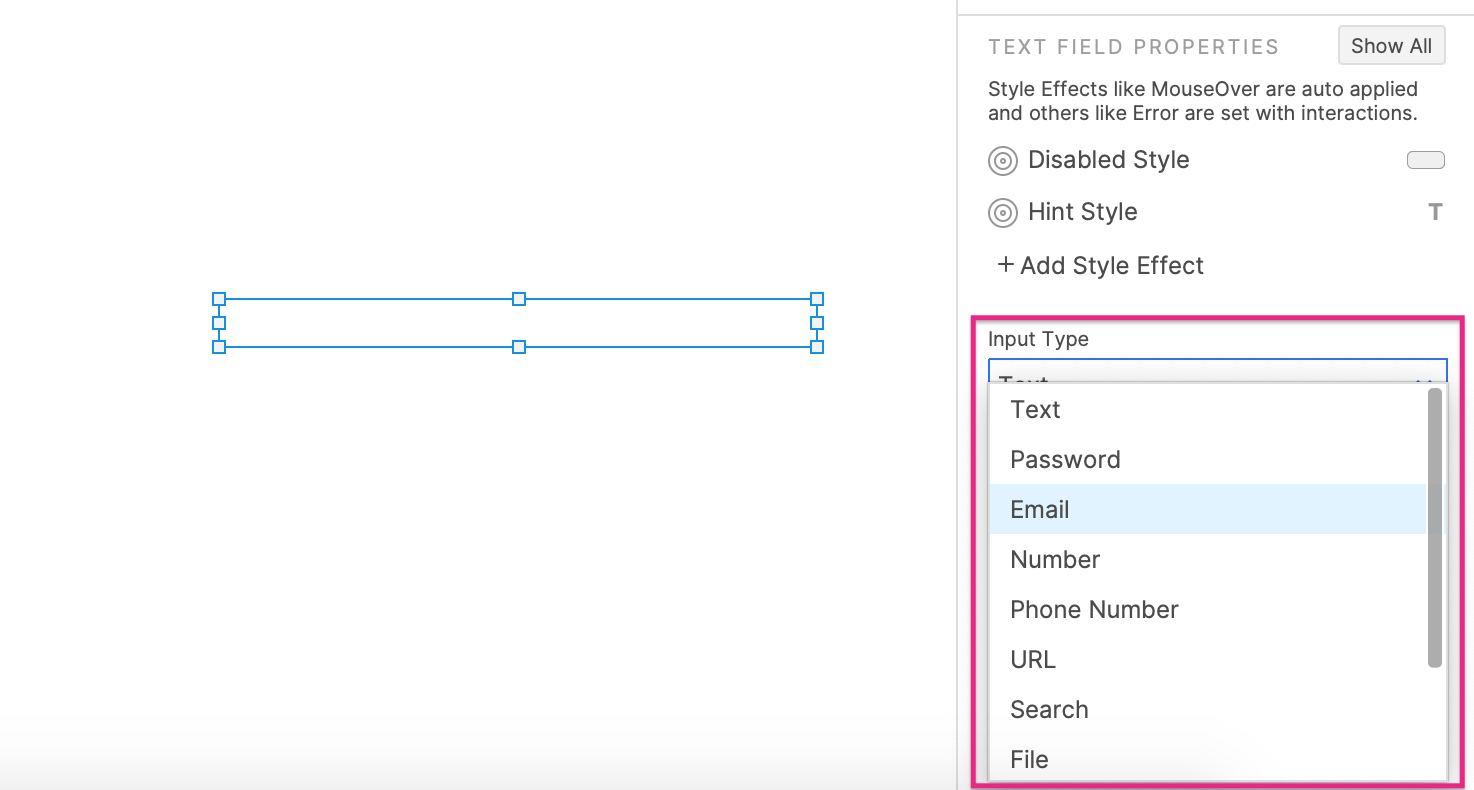 text field input types