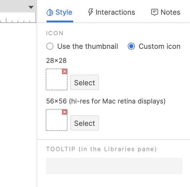 icon options for custom widgets