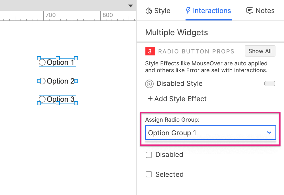 assigning radio buttons to a radio group