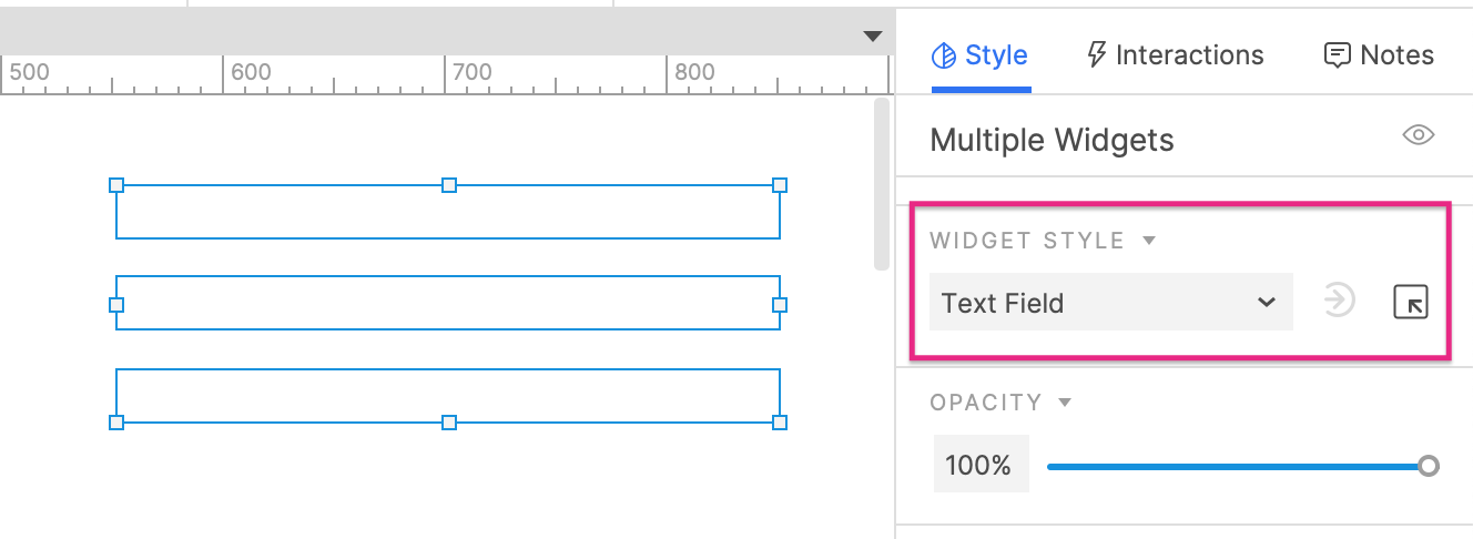 widget style name in the Style pane