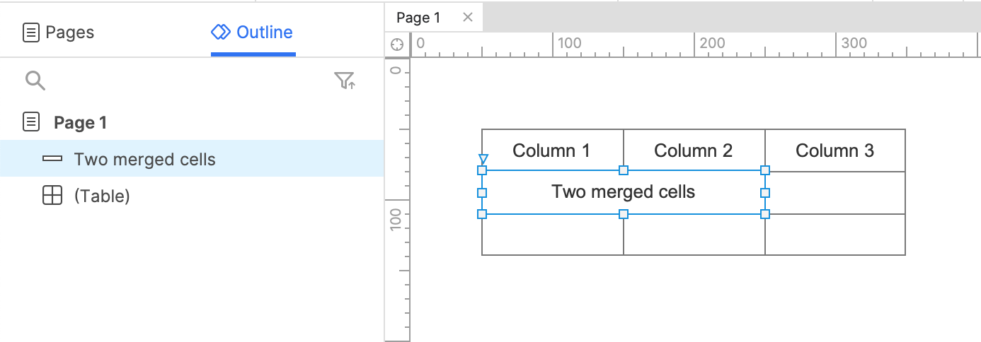 merging table cells with a rectangle widget